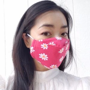 Red White Daisies 3 Layers Reusable Face Mask
